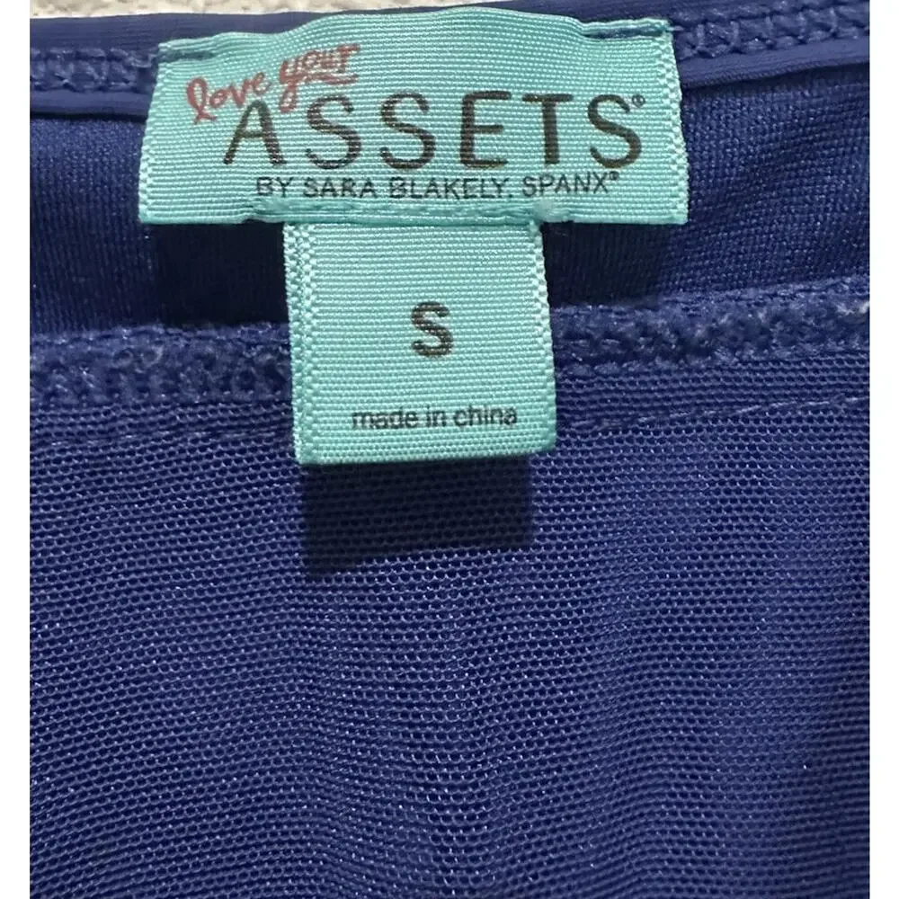 Spanx Love Your Assets Size S Swim Suit PUSH-UP Ruched Sides One Piece BLUE